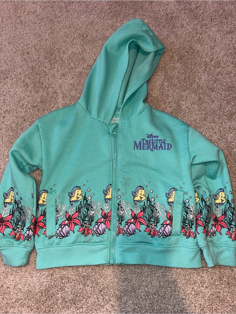 Disney The Little Mermaid Teal Zip-Up Hoodie with Undersea Print